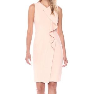 Calvin Klein Blush Pink Ruffled Sheath Dress
